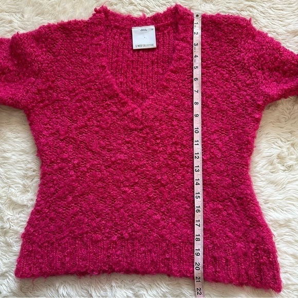 C/MEO Collective Sweater Coco Knit Balloon Sleeve V-neck Wool Blend Hot Pink XS - Picture 11 of 12